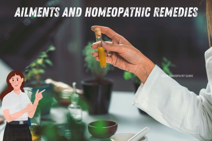 A hand holding a homeopathic remedy vial with natural ingredients in the background, representing the variety of ailments treated with homeopathic remedies at HEAAL Homeopathy Clinic in Chanda Nagar, Hyderabad