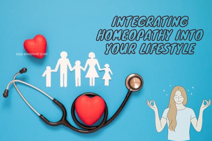 Paper cut-out of a family with a stethoscope and heart, conveying the message of integrating homeopathy into everyday life for overall wellness at HEAAL Homeopathy Clinic in Chanda Nagar, Hyderabad