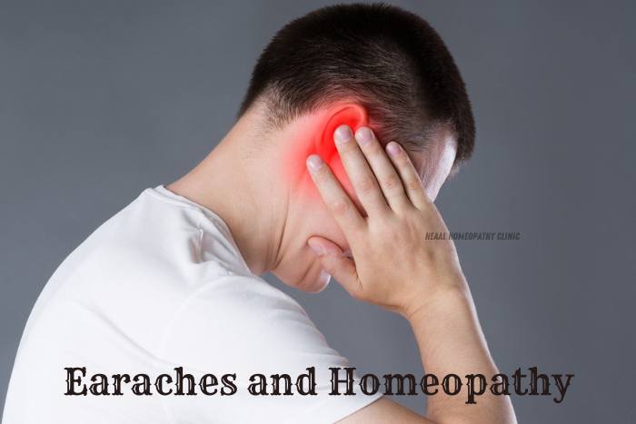 Man holding his ear in discomfort, depicting the relief available for earaches through homeopathic treatment at HEAAL Homeopathy Clinic in Chanda Nagar, Hyderabad
