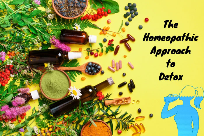 Vibrant display of homeopathic detox remedies with natural herbs and supplements, highlighting HEAAL Homeopathy Clinic's approach to detoxification in Chanda Nagar, Hyderabad.