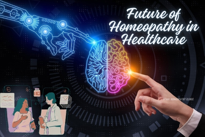 Digital illustration of a brain with futuristic elements, representing the progressive integration of homeopathy in modern healthcare at HEAAL Homeopathy Clinic in Chanda Nagar, Hyderabad