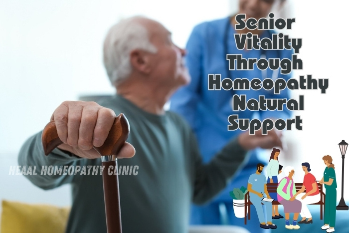 Senior man embracing life with vitality, supported by the natural homeopathic treatments at HEAAL Homeopathy Clinic in Chanda Nagar, Hyderabad, ensuring active aging and wellness