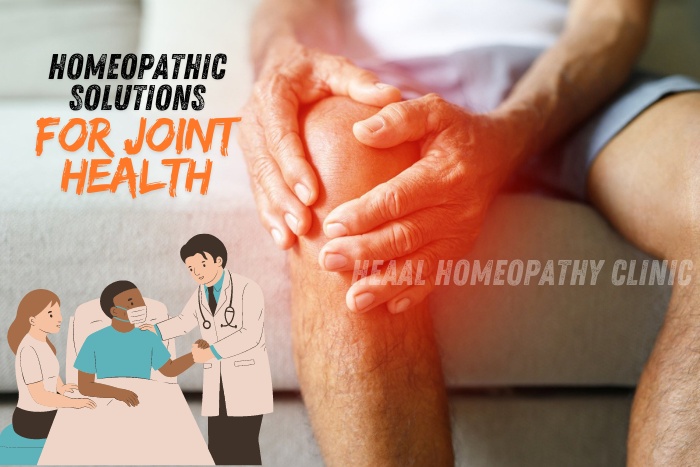 Close-up of a senior's hands on his knee, highlighting the effectiveness of homeopathic solutions for joint health available at HEAAL Homeopathy Clinic in Chanda Nagar, Hyderabad, with a focus on holistic patient care