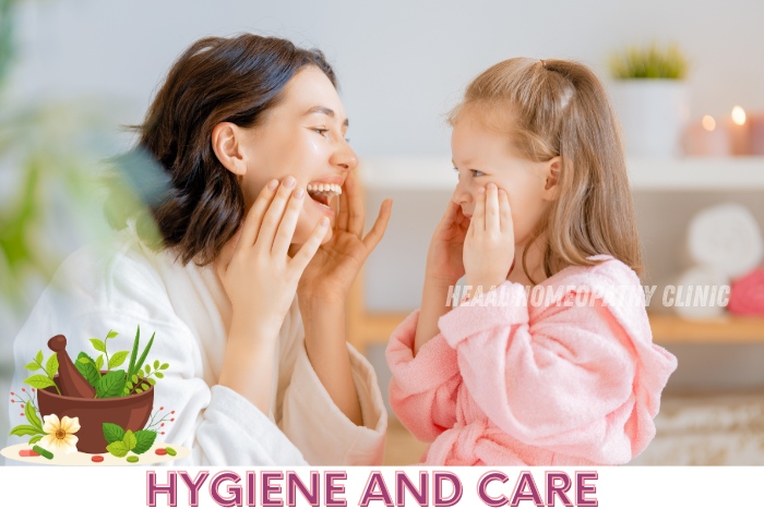 Mother and daughter enjoying a skincare routine together, emphasizing hygiene and care. HEAAL Homeopathy Clinic, Chanda Nagar, Hyderabad offers holistic treatments for families to support their overall well-being naturally