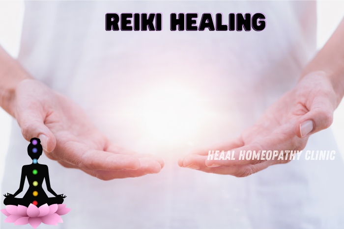 Reiki healing therapy at HEAAL Homeopathy Clinic, Chanda Nagar, Hyderabad. Offering energy healing sessions for stress relief and holistic well-being