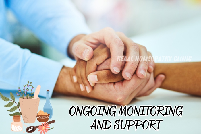 Ongoing monitoring and support at HEAAL Homeopathy Clinic in Chanda Nagar, Hyderabad. A close-up of hands offering comfort and reassurance, symbolizing the continuous care and emotional support provided to patients. This image highlights the personalized and attentive approach to homeopathy treatments at HEAAL Homeopathy Clinic