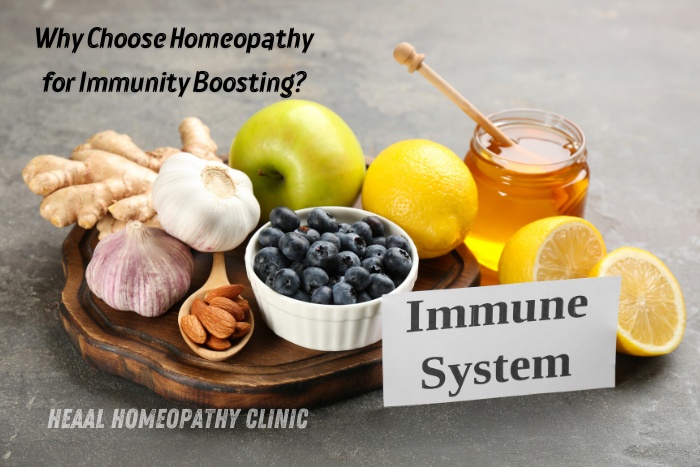 Natural immune-boosting foods like garlic, ginger, berries, and honey for holistic wellness by HEAAL Homeopathy Clinic in Chanda Nagar, Hyderabad