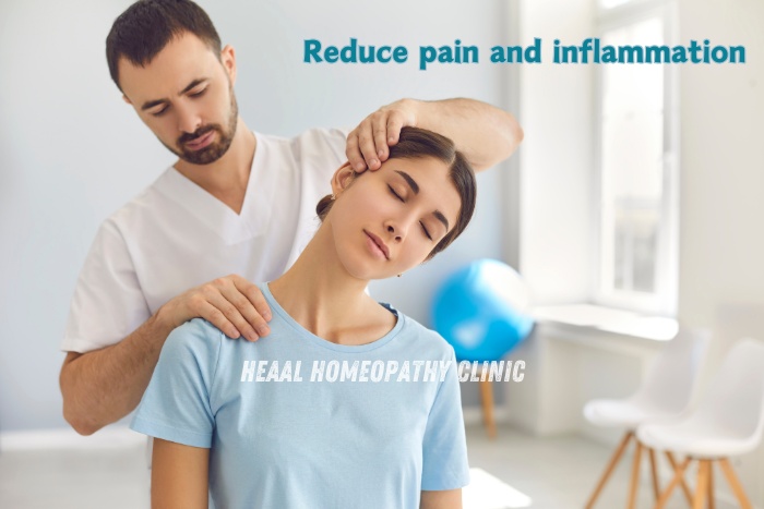 A physiotherapist gently supporting a woman's neck to reduce pain and inflammation, promoting healing and comfort-HEAAL Homeopathy Clinic in Chanda Nagar